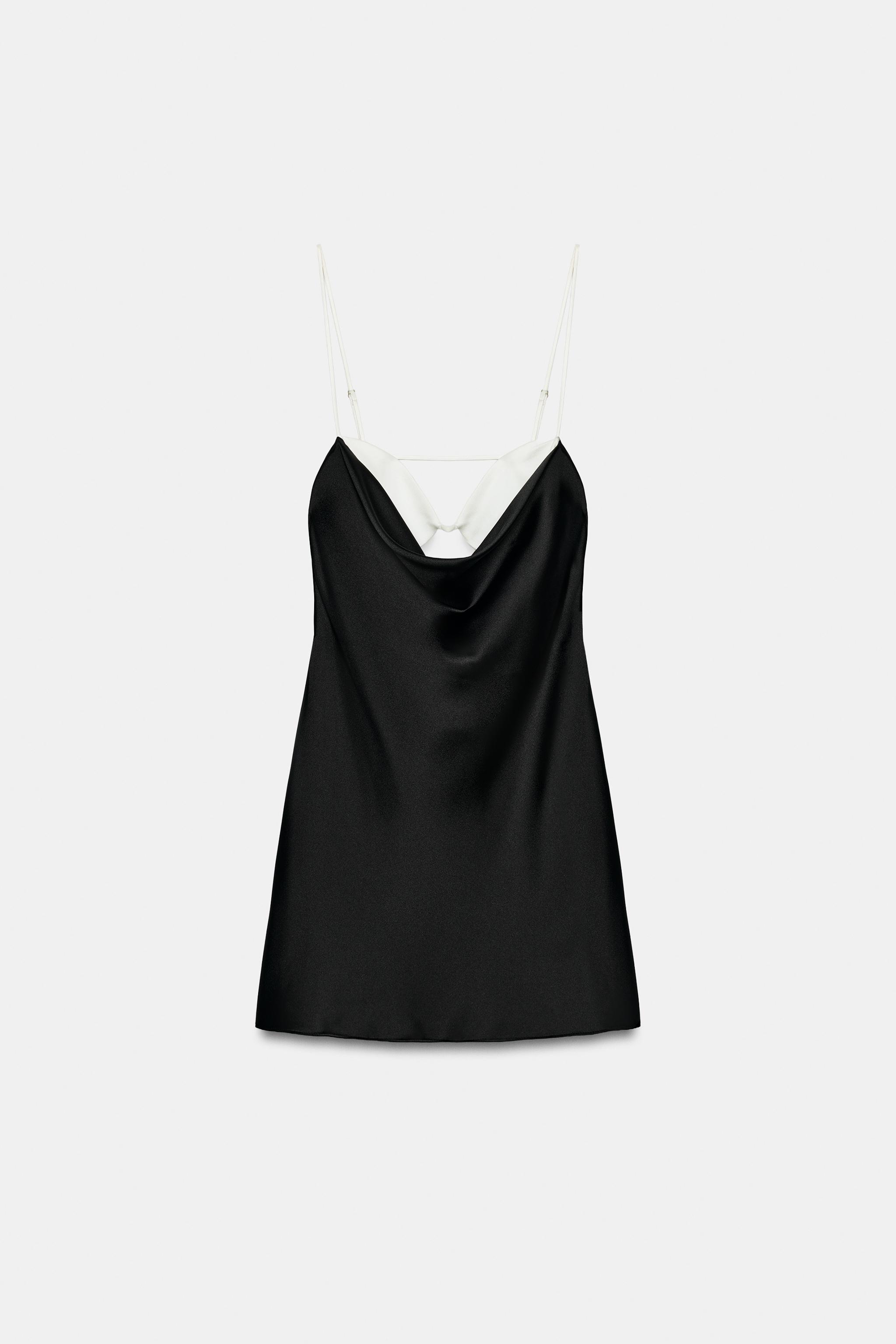 COMBINATION SATIN EFFECT MINI DRESS